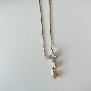 Swarovski lilia necklace, white, rose-gold tone plated